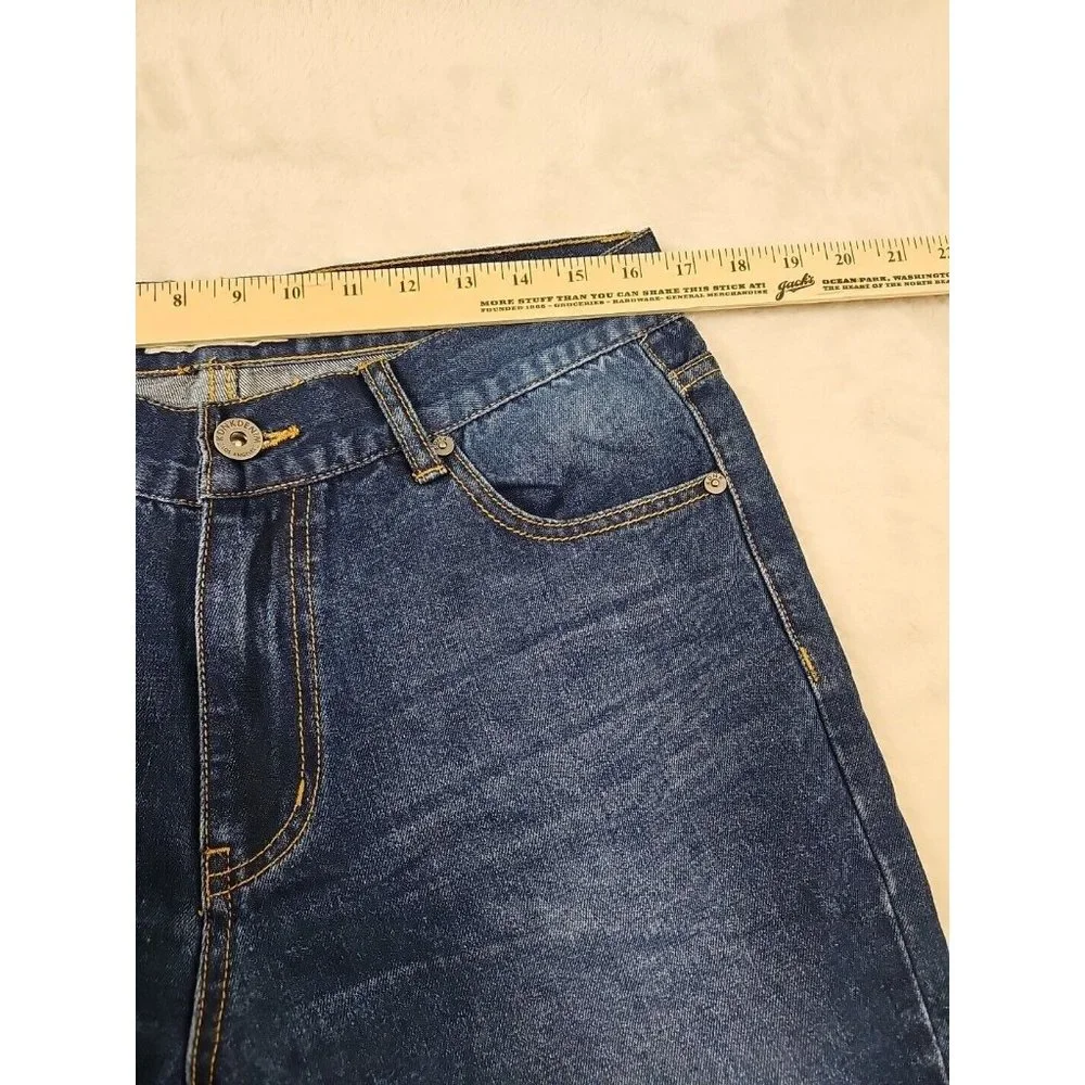 KDNK Mens 34‎ x 30 Denim Jeans Straight Leg Medium Wash Solid Blue